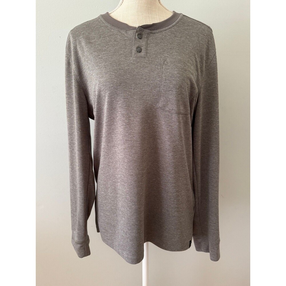 PrAna Sol Defender Henley Shirt in Gray Men's Size Large Slim Fit‎ UPF 30